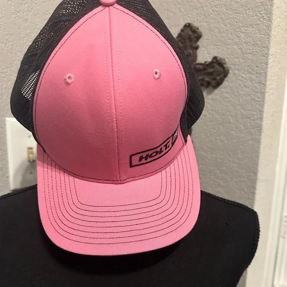 Pink and Black Trucker Hat with Mesh Back - Picture 4 of 4